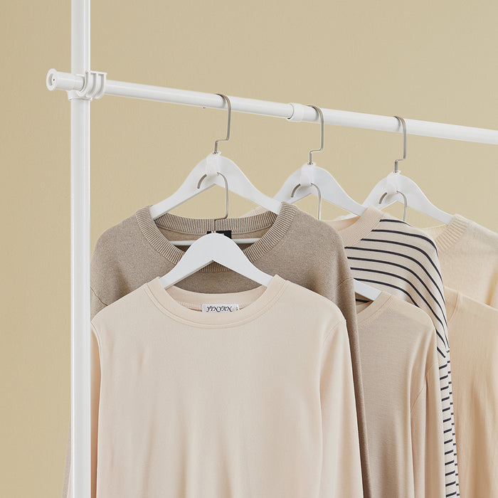 SoBuy KLS03-II-W Telescopic Appendiabiti da Terra, Robusto Stand Appendiabiti con Aste, Armadio Aperto Regolabile per Camera da Letto, Bianco