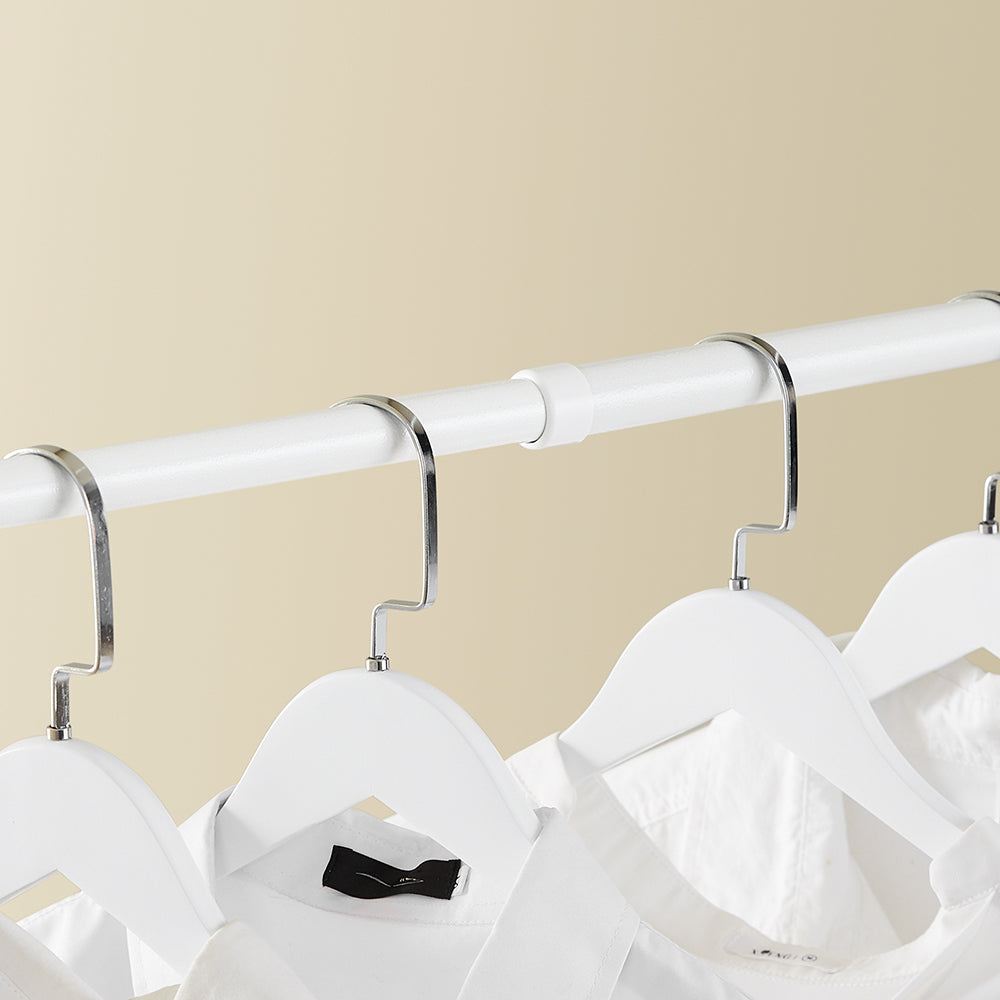 SoBuy KLS03-II-W Telescopic Appendiabiti da Terra, Robusto Stand Appendiabiti con Aste, Armadio Aperto Regolabile per Camera da Letto, Bianco