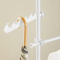 SoBuy KLS03-II-W Telescopic Appendiabiti da Terra, Robusto Stand Appendiabiti con Aste, Armadio Aperto Regolabile per Camera da Letto, Bianco