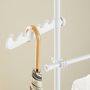 SoBuy KLS03-II-W Telescopic Appendiabiti da Terra, Robusto Stand Appendiabiti con Aste, Armadio Aperto Regolabile per Camera da Letto, Bianco