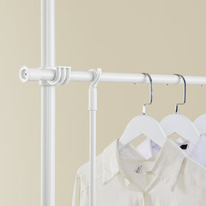 SoBuy KLS03-II-W Telescopic Appendiabiti da Terra, Robusto Stand Appendiabiti con Aste, Armadio Aperto Regolabile per Camera da Letto, Bianco