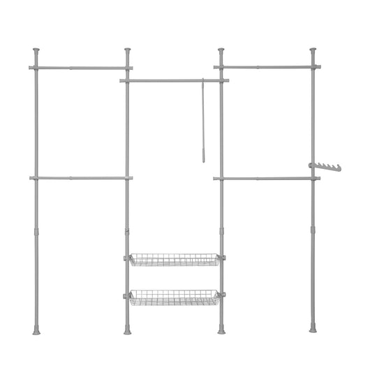 Cabina Armadio Guardaroba Componibile, Altezza E Lunghezza Regolabile Grigio KLS04-HG