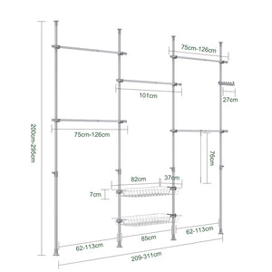 SoBuy Cabina armadio regolabile 311x37x295cm KLS04-II-HG
