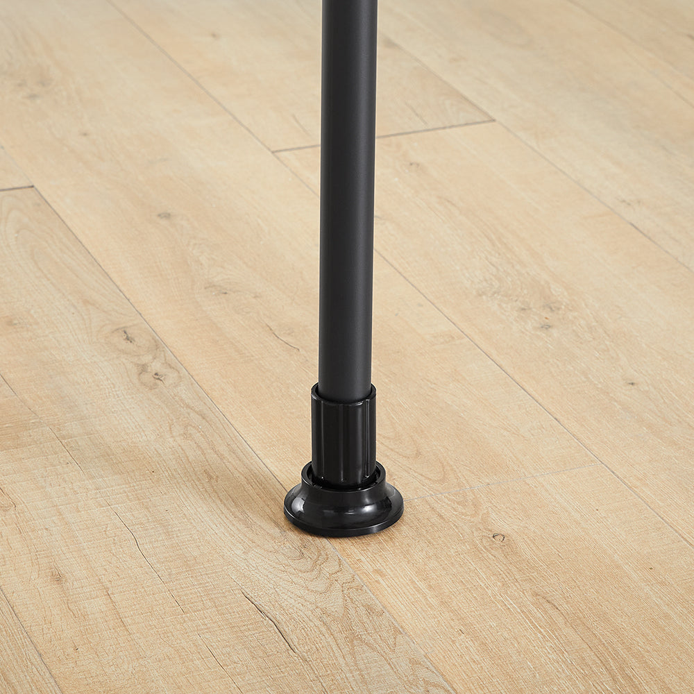 SoBuy KLS04-II-SCH Telescopic Appendiabiti da Terra, Robusto Stand Appendiabiti con Aste e Ripiani, Armadio Aperto Regolabile per Camera da Letto, Porta Abiti Nero