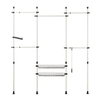 Cabina Armadio Guardaroba Componibile, Altezza E Lunghezza Regolabile Bianco KLS04