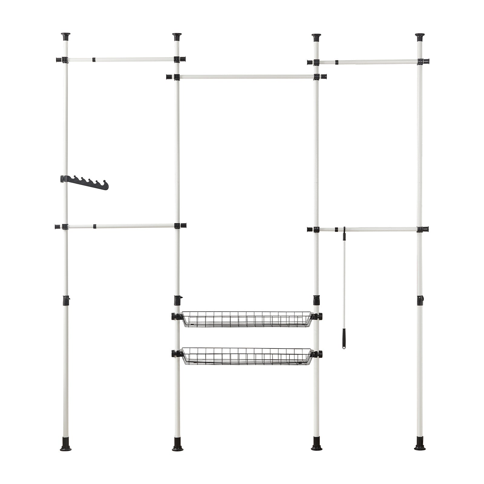 Cabina Armadio Guardaroba Componibile, Altezza E Lunghezza Regolabile Bianco KLS04