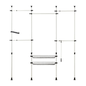 Cabina Armadio Guardaroba Componibile, Altezza E Lunghezza Regolabile Bianco KLS04