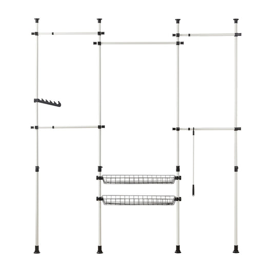 Cabina Armadio Guardaroba Componibile, Altezza E Lunghezza Regolabile Bianco KLS04
