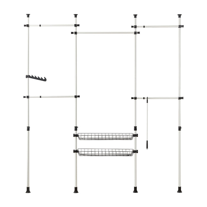 Cabina Armadio Guardaroba Componibile, Altezza E Lunghezza Regolabile Bianco KLS04