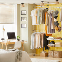 Cabina Armadio Guardaroba Componibile, Altezza E Lunghezza Regolabile Bianco KLS04