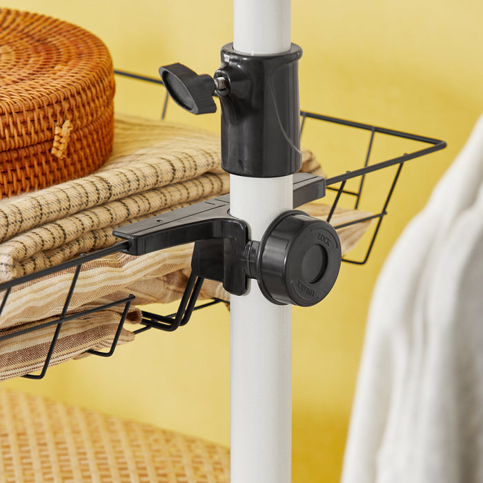 Cabina Armadio Guardaroba Componibile, Altezza E Lunghezza Regolabile Bianco KLS04