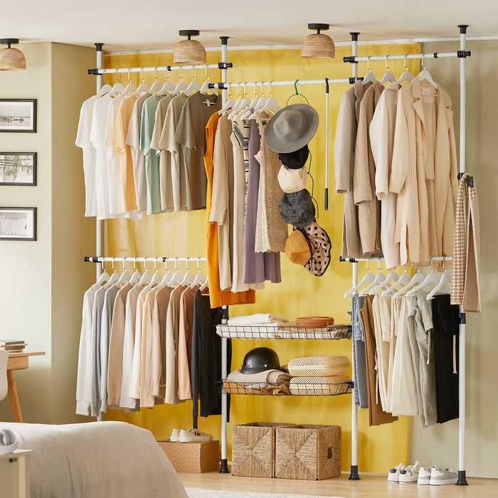 Cabina Armadio Guardaroba Componibile, Altezza E Lunghezza Regolabile Bianco KLS04