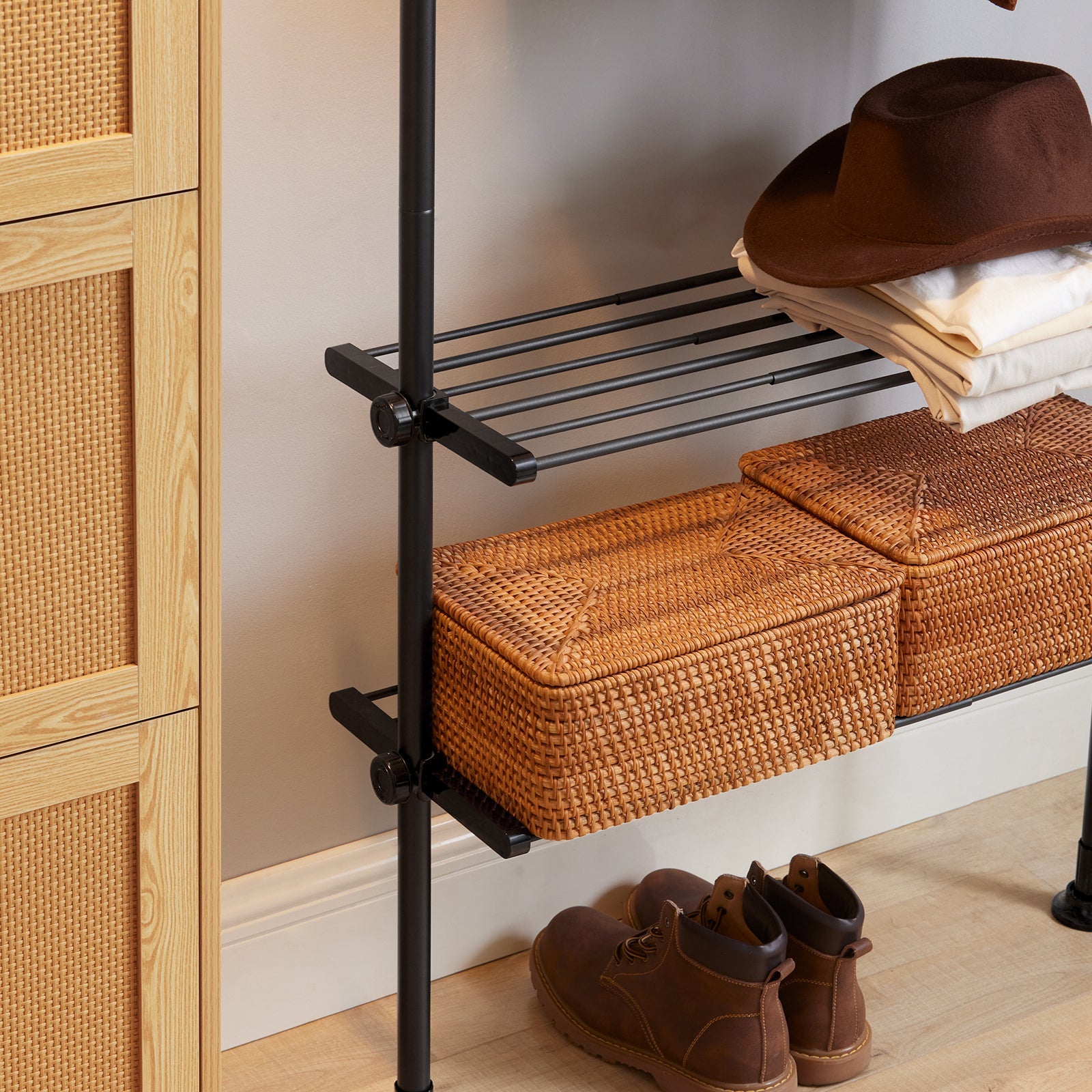 Cabina Armadio Componibile Armadio Regolabile Appendiabiti Altezza Regolabile Nero KLS07-SCH