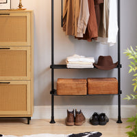 Cabina Armadio Componibile Armadio Regolabile Appendiabiti Altezza Regolabile Nero KLS07-SCH