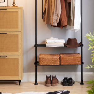 Cabina Armadio Componibile Armadio Regolabile Appendiabiti Altezza Regolabile Nero KLS07-SCH