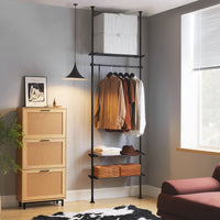 Cabina Armadio Componibile Armadio Regolabile Appendiabiti Altezza Regolabile Nero KLS07-SCH