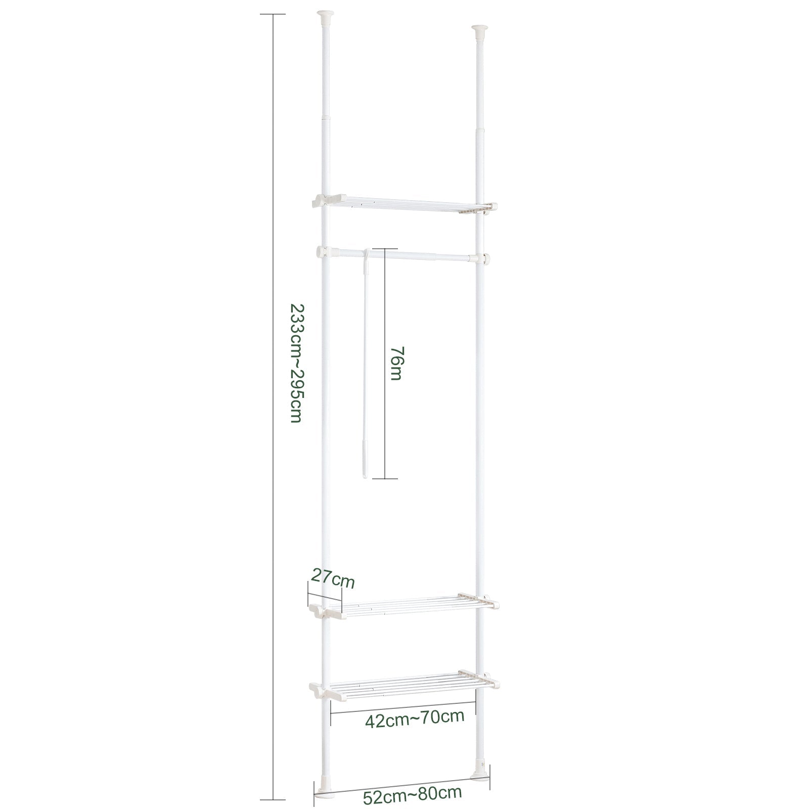 Cabina Armadio Componibile Armadio Regolabile Appendiabiti Altezza Regolabile Bianco KLS07-W