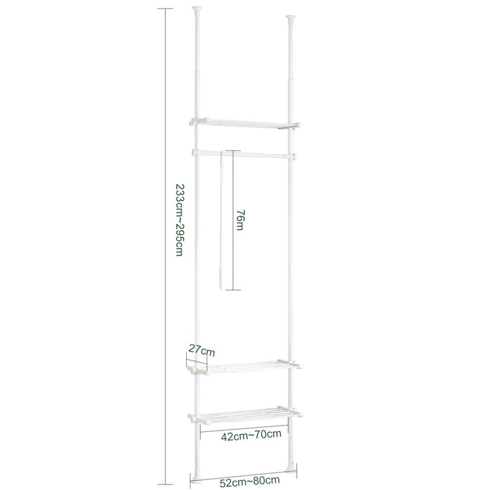 Cabina Armadio Componibile Armadio Regolabile Appendiabiti Altezza Regolabile Bianco KLS07-W