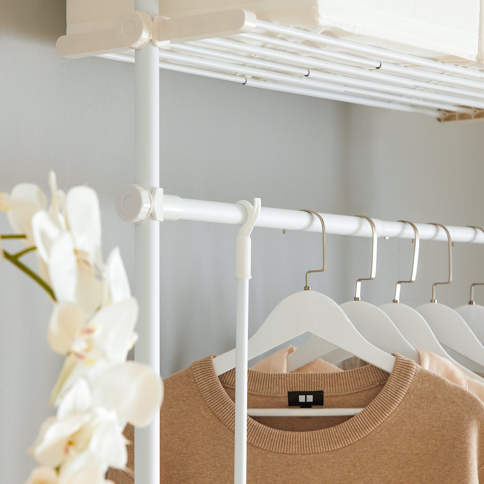 Cabina Armadio Componibile Armadio Regolabile Appendiabiti Altezza Regolabile Bianco KLS07-W