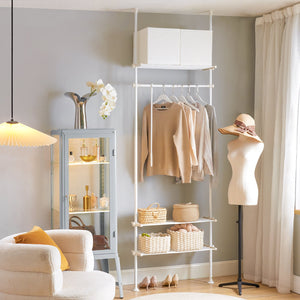 Cabina Armadio Componibile Armadio Regolabile Appendiabiti Altezza Regolabile Bianco KLS07-W