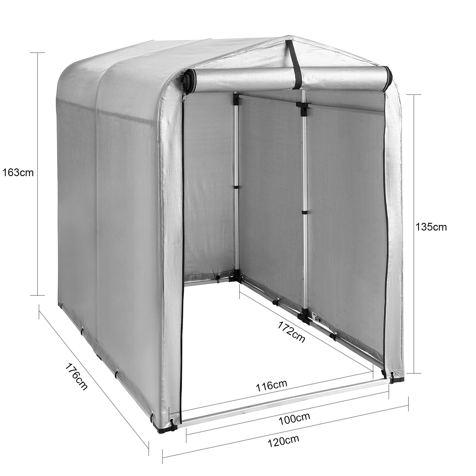 Tenda per Bicicletta Impermeabile Protezione UV Tenda da Garage per Biciclette Tenda Multiuso da Giardino in Colore Argento 120x176x163 cm, KLS11