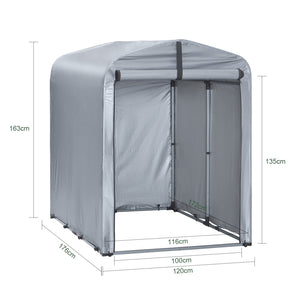 Sobuy Garage Auto per Esterno Tenda per Bicicletta Box Moto Impermeabile Tendone per Auto Moto e Attrezzi Capanno da Giardino e Ripostiglio da Esterno Argento 120x176x163 cm KLS11-K