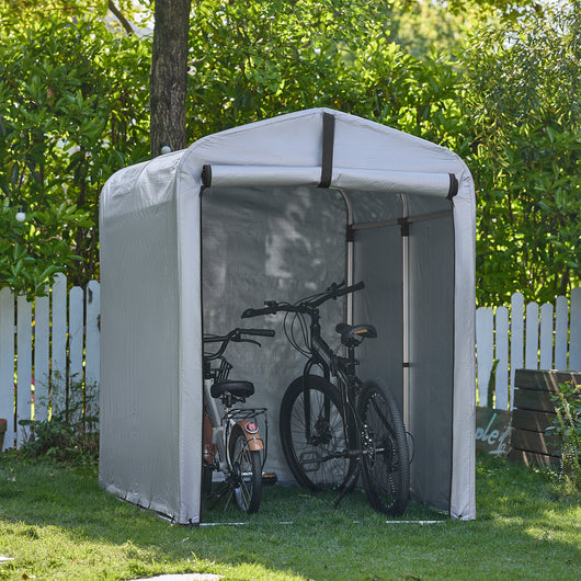 Sobuy Garage Auto per Esterno Tenda per Bicicletta Box Moto Impermeabile Tendone per Auto Moto e Attrezzi Capanno da Giardino e Ripostiglio da Esterno Argento 120x176x163 cm KLS11-K