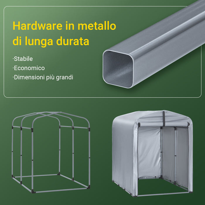 Sobuy Garage Auto per Esterno Tenda per Bicicletta Box Moto Impermeabile Tendone per Auto Moto e Attrezzi Capanno da Giardino e Ripostiglio da Esterno Argento 120x176x163 cm KLS11-K