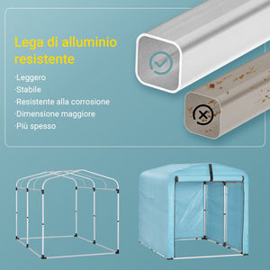 SoBuy Casetta da Giardino, Tenda Esterno Impermeabile, Rimessa Moto con Ganci, Garage per Biciclette e Attrezzi, Deposito Bici, Spazio di Stoccaggio, Azzurro, 159x219x165 cm, KLS11-L-BL