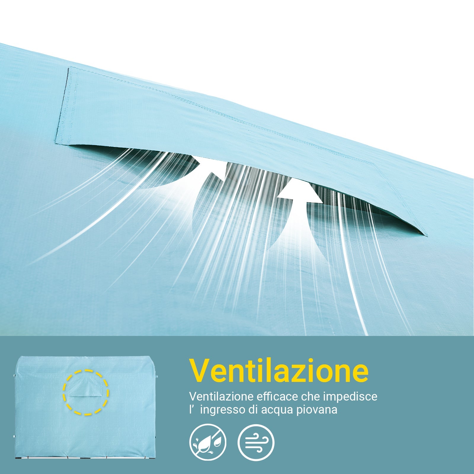 SoBuy Casetta da Giardino, Tenda Esterno Impermeabile, Rimessa Moto con Ganci, Garage per Biciclette e Attrezzi, Deposito Bici, Spazio di Stoccaggio, Azzurro, 159x219x165 cm, KLS11-L-BL