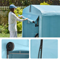 SoBuy Casetta da Giardino, Tenda Esterno Impermeabile, Rimessa Moto con Ganci, Garage per Biciclette e Attrezzi, Deposito Bici, Spazio di Stoccaggio, Azzurro, 159x219x165 cm, KLS11-L-BL