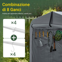 SoBuy Casetta da Giardino, Tenda Esterno Impermeabile, Rimessa Moto con Ganci, Garage per Biciclette e Attrezzi, Deposito Bici, Spazio di Stoccaggio, Grigio, 159x219x165 cm, KLS11-L-DG