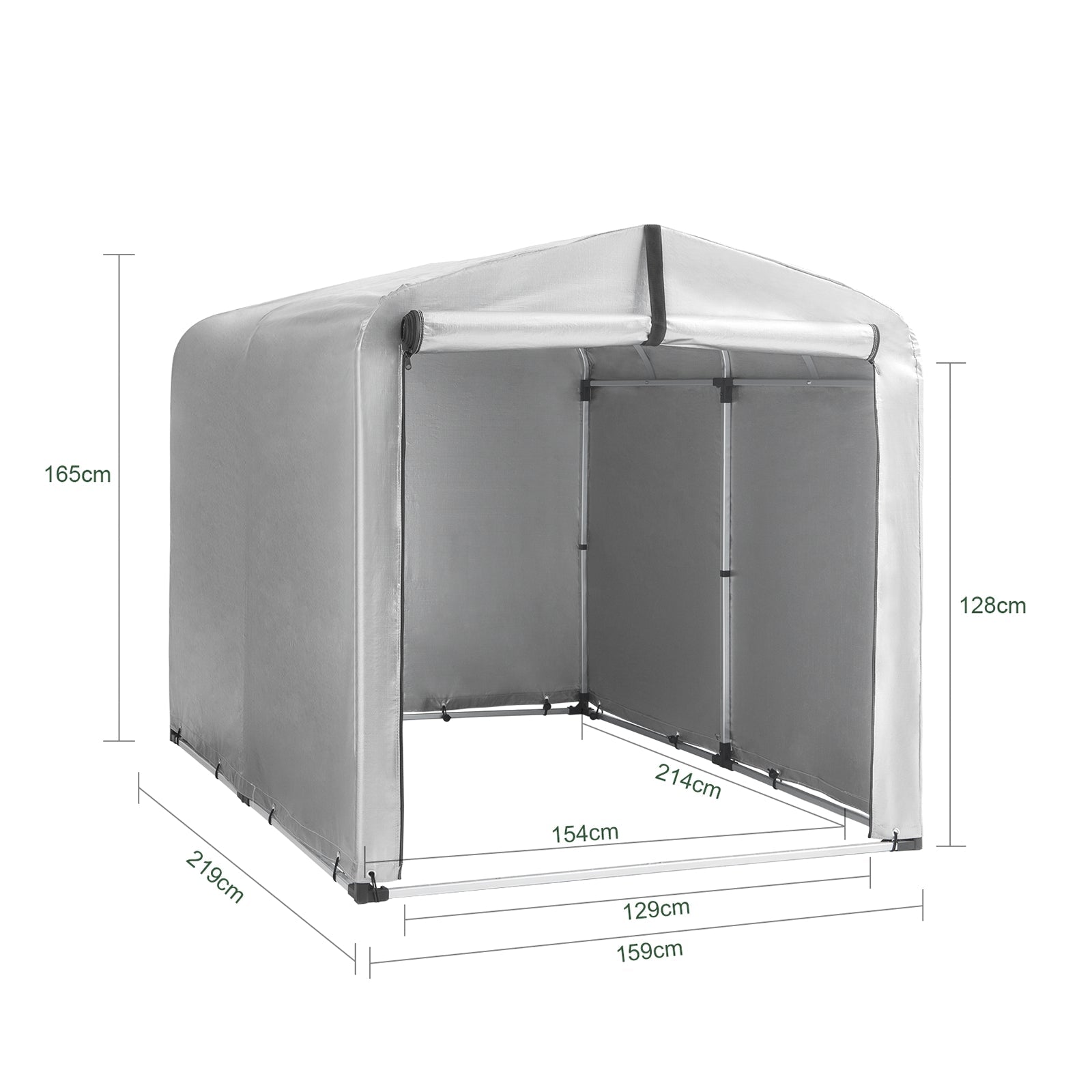 Tenda per Bicicletta Impermeabile Protezione UV Tenda da Garage per Biciclette Tenda Multiuso da Giardino in Colore Argento 159x219x165 cm, KLS11-L