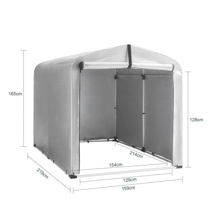 Tenda per Bicicletta Impermeabile Protezione UV Tenda da Garage per Biciclette Tenda Multiuso da Giardino in Colore Argento 159x219x165 cm, KLS11-L