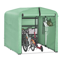 SoBuy Casetta da Giardino, Tenda Esterno Impermeabile, Rimessa Moto con Ganci, Garage per Biciclette e Attrezzi, Deposito Bici, Spazio di Stoccaggio, Verde, 159x219x165 cm, KLS11-L-GR