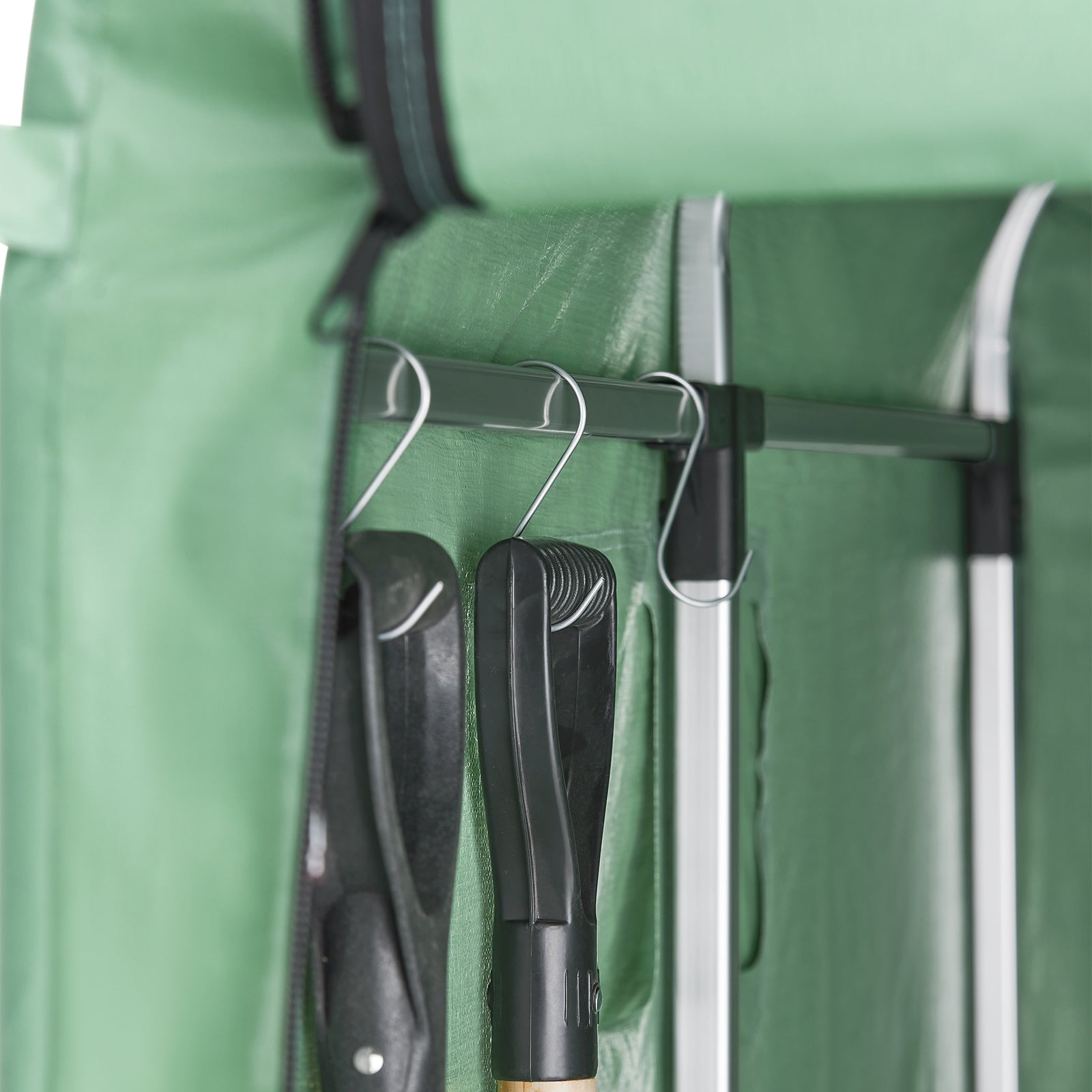 SoBuy Casetta da Giardino, Tenda Esterno Impermeabile, Rimessa Moto con Ganci, Garage per Biciclette e Attrezzi, Deposito Bici, Spazio di Stoccaggio, Verde, 159x219x165 cm, KLS11-L-GR