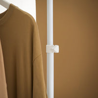 Cabina Armadio componibile da angolare Organizzazione Guardaroba con 1 asta appendiabiti e 3 ripiani L97xP24xA(193-262) cm Bianco-Naturale KLS14-WN