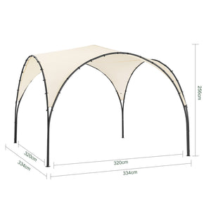Gazebo pieghevole da campeggio, UV30, per feste, festival, invernale, stabile, beige, larghezza ca. 334 x 256 x 334 cm, KLS16-MI