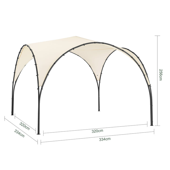 Gazebo pieghevole da campeggio, UV30, per feste, festival, invernale, stabile, beige, larghezza ca. 334 x 256 x 334 cm, KLS16-MI