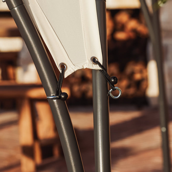 Gazebo pieghevole da campeggio, UV30, per feste, festival, invernale, stabile, beige, larghezza ca. 334 x 256 x 334 cm, KLS16-MI