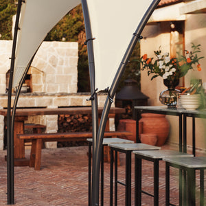 Gazebo pieghevole da campeggio, UV30, per feste, festival, invernale, stabile, beige, larghezza ca. 334 x 256 x 334 cm, KLS16-MI