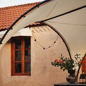 Gazebo pieghevole da campeggio, UV30, per feste, festival, invernale, stabile, beige, larghezza ca. 334 x 256 x 334 cm, KLS16-MI