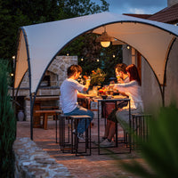 Gazebo pieghevole da campeggio, UV30, per feste, festival, invernale, stabile, beige, larghezza ca. 334 x 256 x 334 cm, KLS16-MI