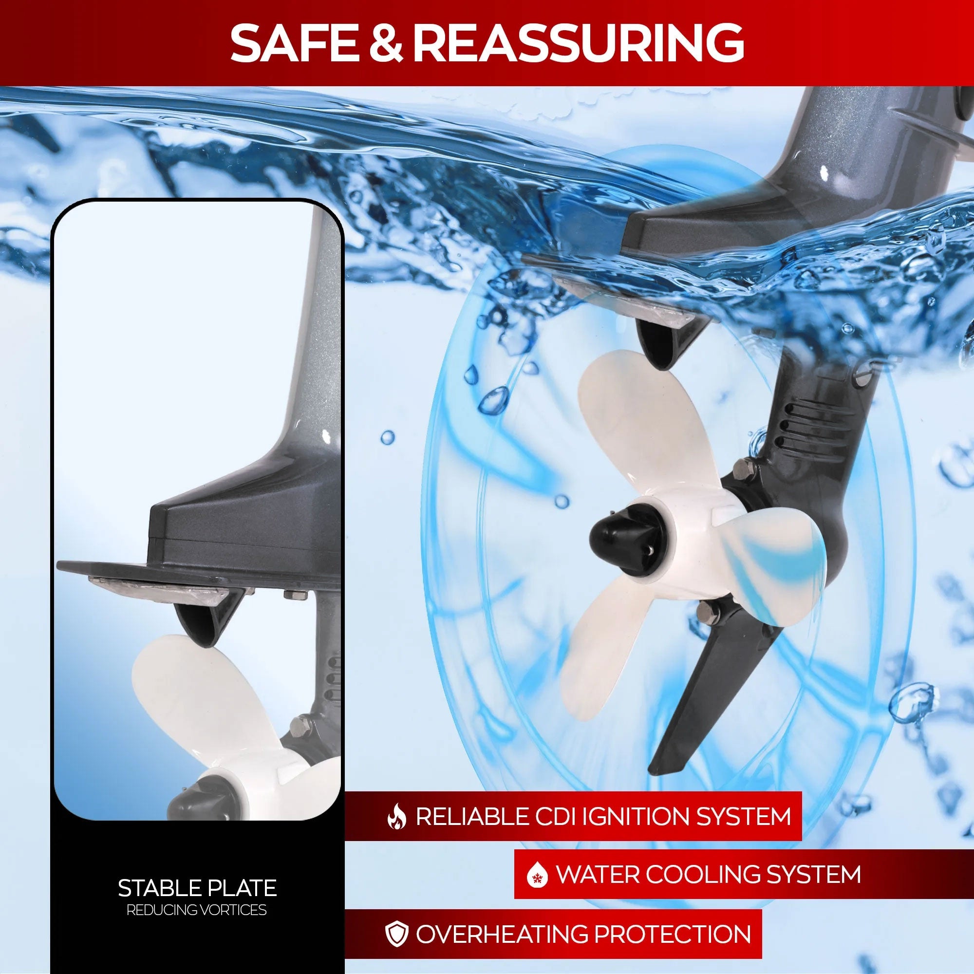 Kluster - Motore Marino Fuoribordo a Benzina 4 Tempi 246cc 9.9 Hp Gambo Corto per Gommoni Barche da Pesca