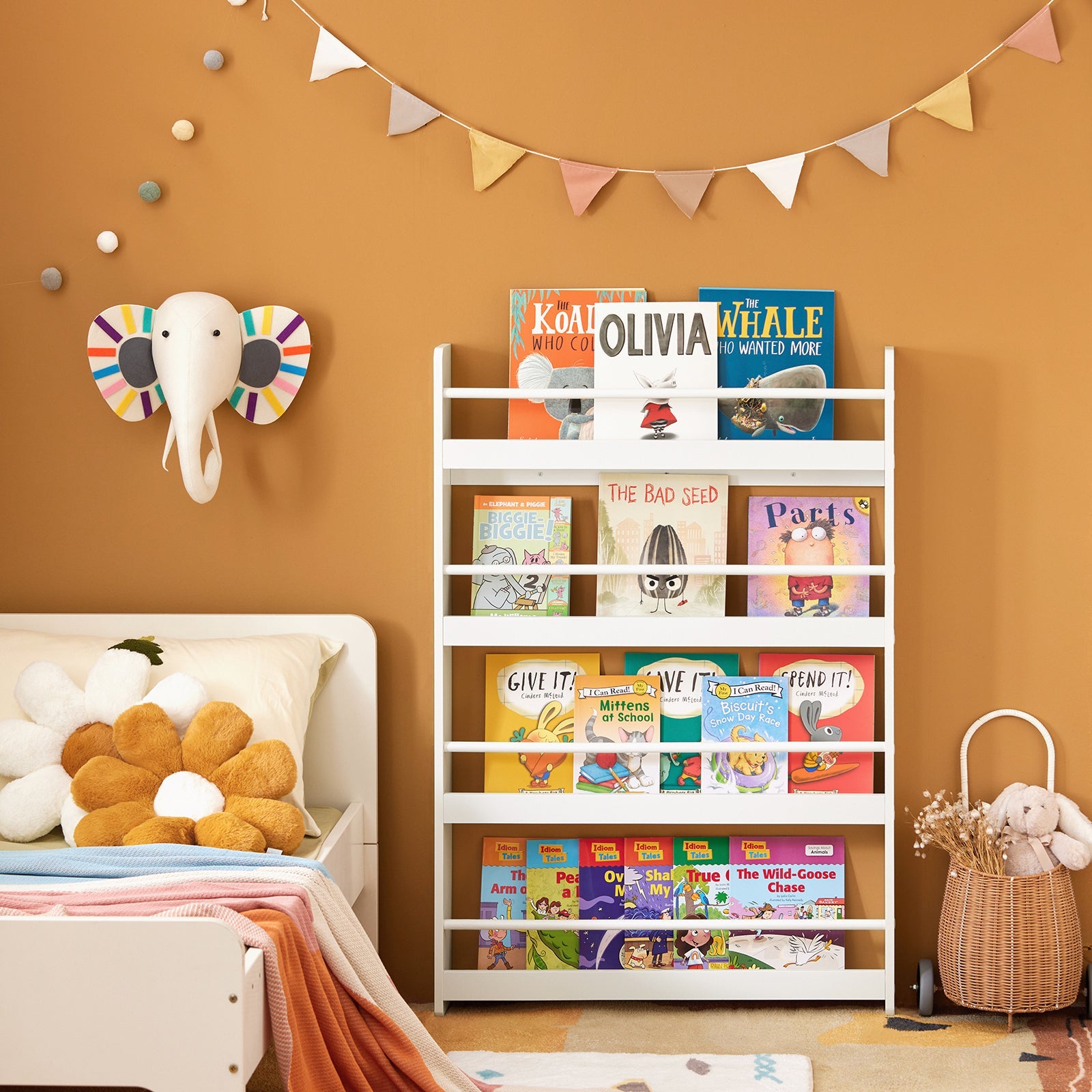 Libreria Portariviste Libreria Bambini Bianco L80*A118*P12cm KMB08-W