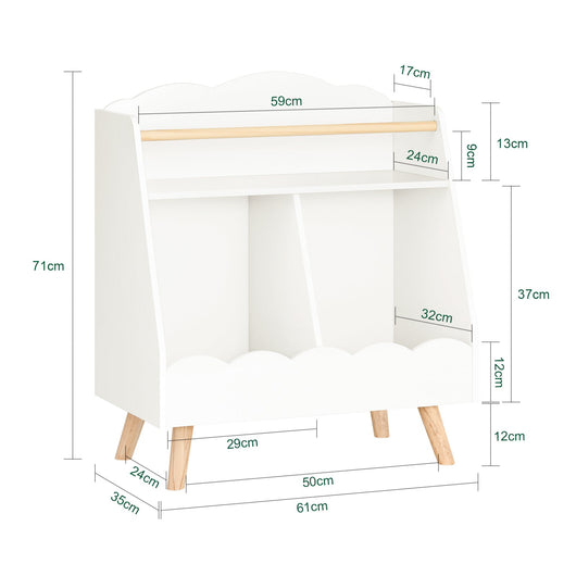 Libreria per bambini Scaffale portaoggetti con 3 scomparti Bianco 61x35x71cm KMB100-K-W