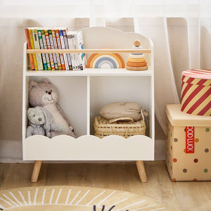 Libreria per bambini Scaffale portaoggetti con 3 scomparti Bianco 61x35x71cm KMB100-K-W