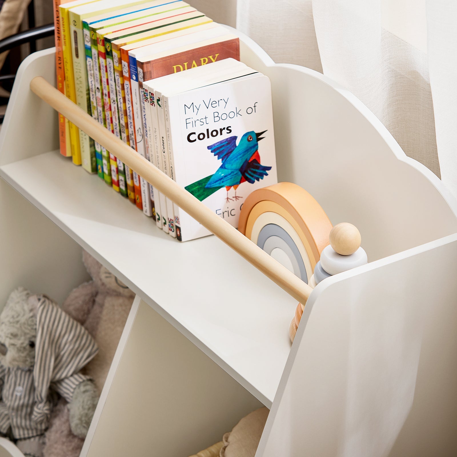Libreria per bambini Scaffale portaoggetti con 3 scomparti Bianco 61x35x71cm KMB100-K-W