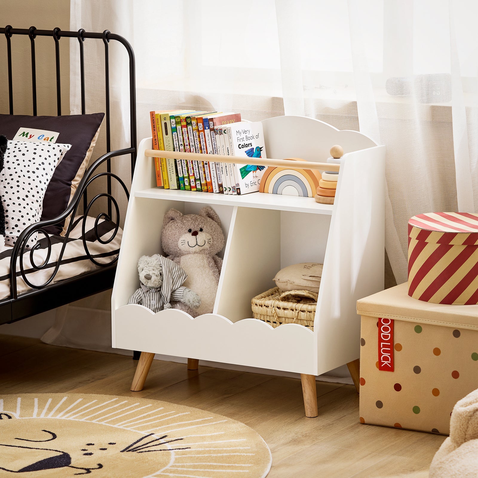 Libreria per bambini Scaffale portaoggetti con 3 scomparti Bianco 61x35x71cm KMB100-K-W