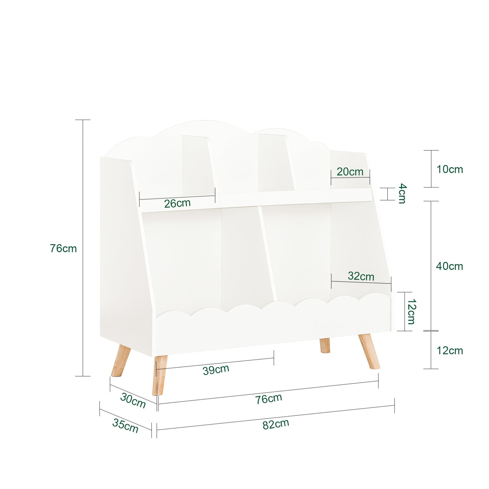 Libreria per bambini Scaffale portaoggetti con 5 scomparti Bianco 82x35x76cm KMB100-W